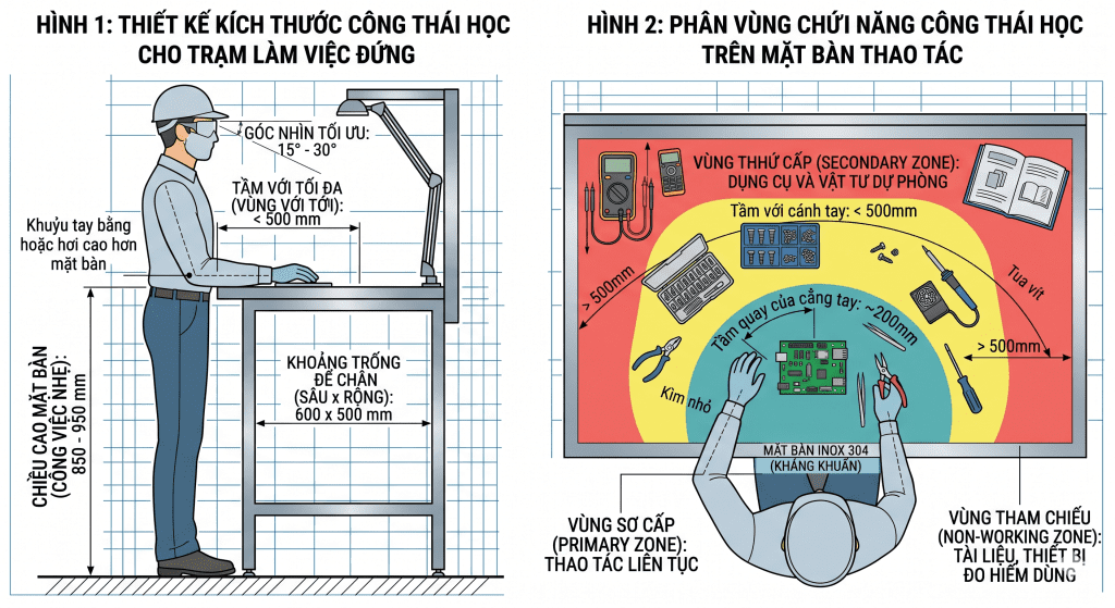Công thái học trong thiết kế Bàn thao tác công nghiệp